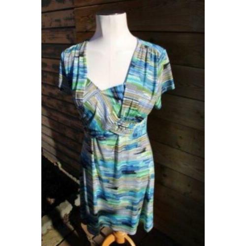 Jurk Bel en Bo groen/ blauw mt 40 overslag