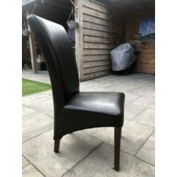 6 x bruin lederen eetkamerstoelen