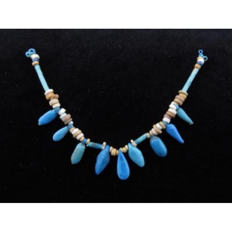 Egyptian collar of faience mummy beads and Amarna petals