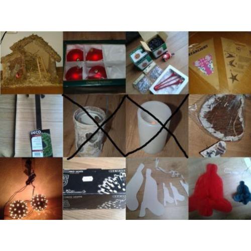 Kerstspullen allerlei.stal, ballen, hangers, huisjes et